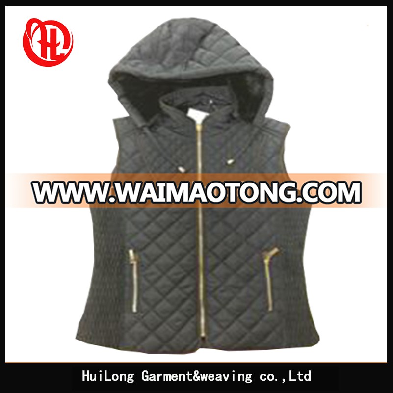 spring lady sleeveless padded women vest with hood